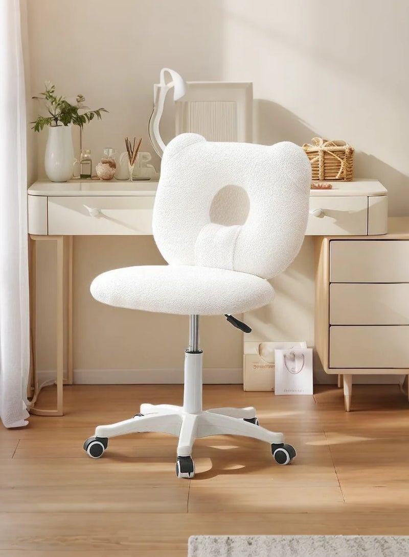 TELANPU Vanity Chair with Backrest, Adjustable Height Rolling Makeup Chair with Soft Padded Seat&5 PU Wheels, Vanity Stool for Home, Bedroom, Office and Dressing Room (White) - Image 2