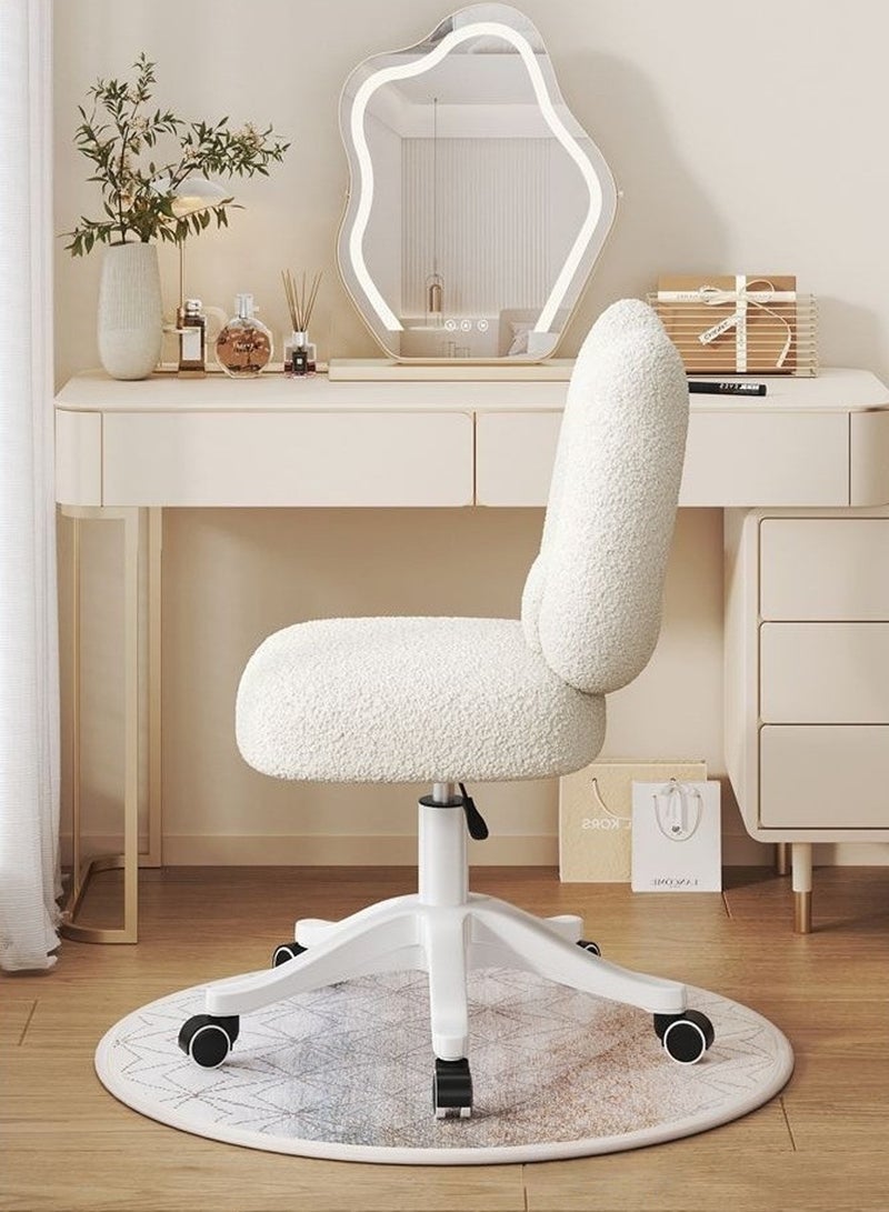 TELANPU Vanity Chair with Backrest, Adjustable Height Rolling Makeup Chair with Soft Padded Seat&5 PU Wheels, Vanity Stool for Home, Bedroom, Office and Dressing Room (White) - Image 5