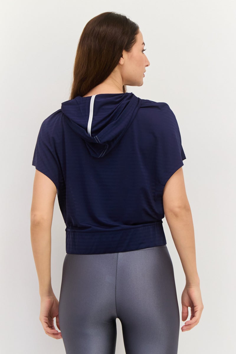 PUMA Women Sportwear Fit Short Sleeves Training Hoodie, Navy  - Image 4