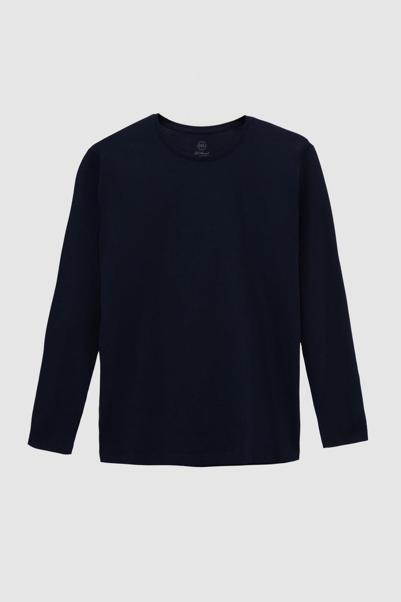 D'S DAMAT D'S Groom Slim Fit Navy Blue Crew Neck Cotton Breathable Long Sleeve Body T-Shirt 4HC14ORT0007M - Image 5