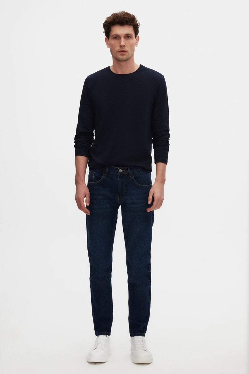 D'S DAMAT D'S Groom Slim Fit Navy Blue Crew Neck Cotton Breathable Long Sleeve Body T-Shirt 4HC14ORT0007M - Image 4