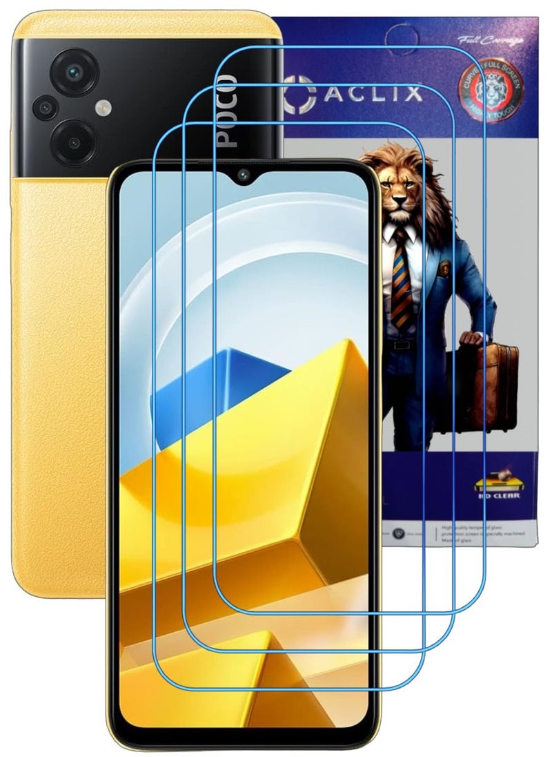 ACLIX 3 Pieces Antistatic ESD Dustproof Premium Quality High Definition Clear Tempered Glass Screen Protector Designed For Xiaomi Poco M5 - Image 1