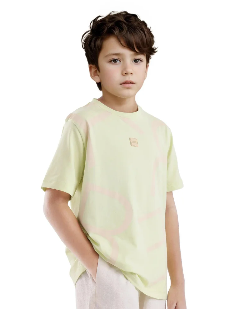 Rare Ones Rare Ones Kids Zon Flouroscent Green Cotton Short Sleeve Crew Neck Pigment Print T-Shirt