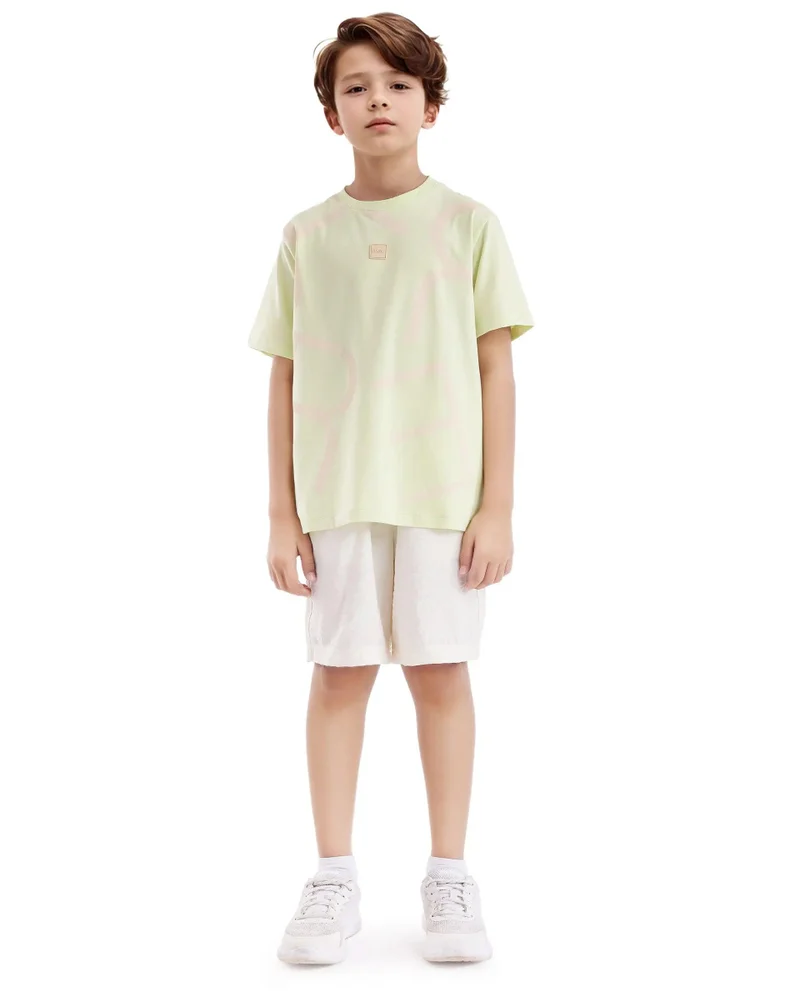 Rare Ones Rare Ones Kids Zon Flouroscent Green Cotton Short Sleeve Crew Neck Pigment Print T-Shirt