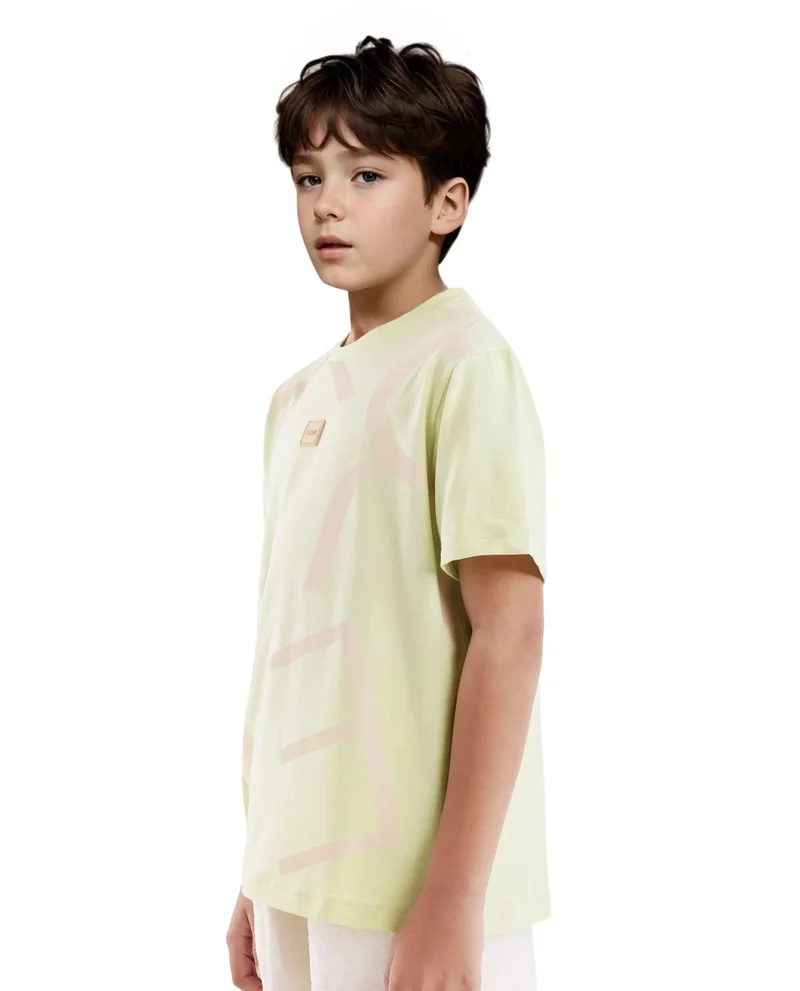 Rare Ones Rare Ones Kids Zon Flouroscent Green Cotton Short Sleeve Crew Neck Pigment Print T-Shirt