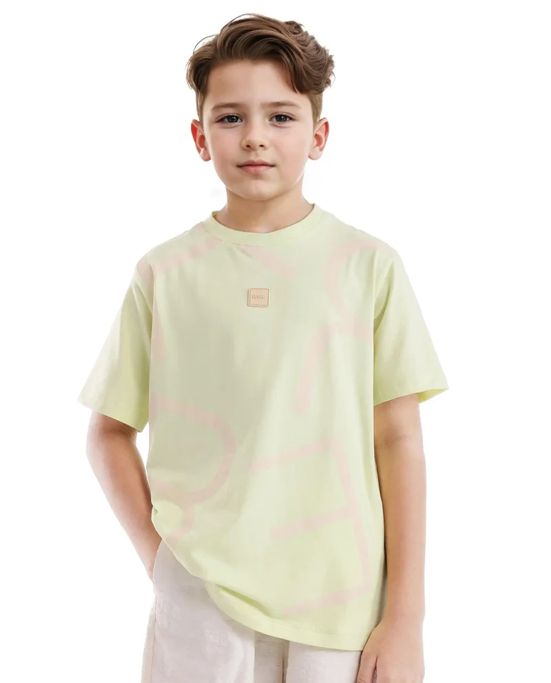 Rare Ones Rare Ones Kids Zon Flouroscent Green Cotton Short Sleeve Crew Neck Pigment Print T-Shirt