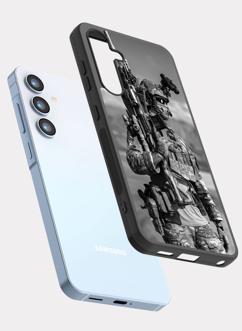 بكسلات كفر سامسونج جالكسي ايه 55 جندي مقاتل ابيض اسود - Image 2