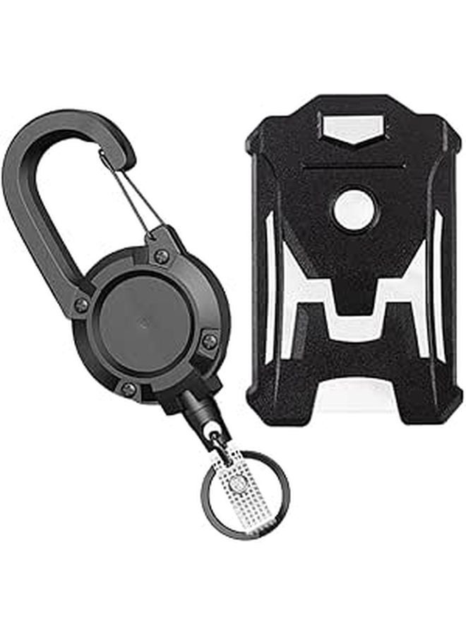 Vertical ID Badge Holder Set With Retractable Clip Black 4 Pack For Office School - Image 1