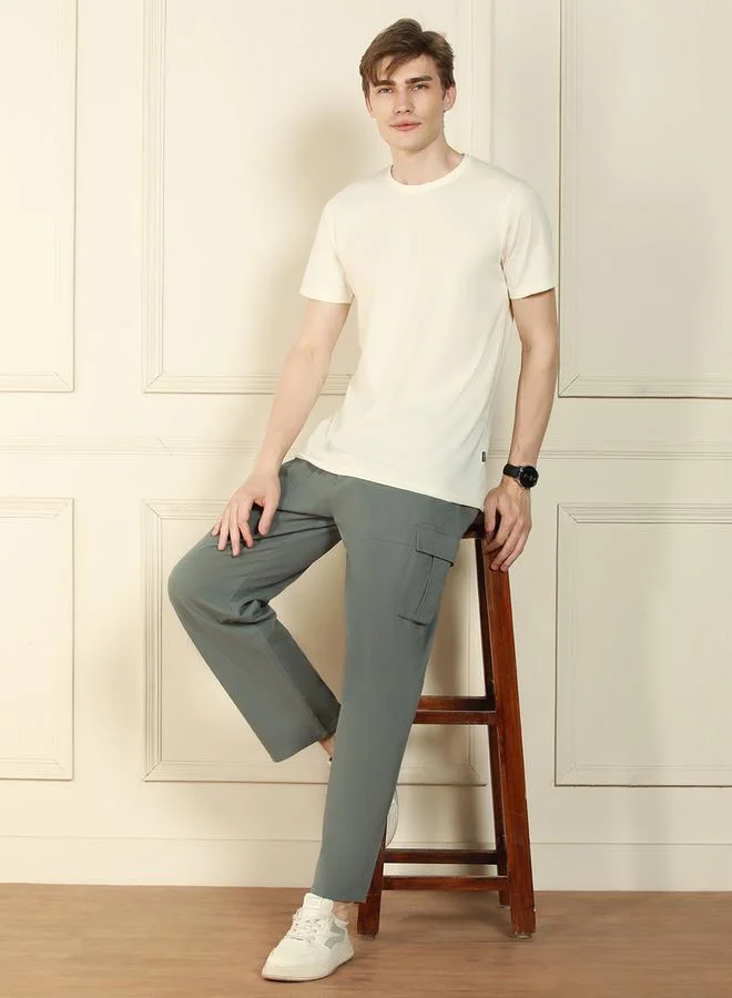 Dennis Lingo Relaxed Fit Solid Cotton Lycra Cargo Trousers by Styli