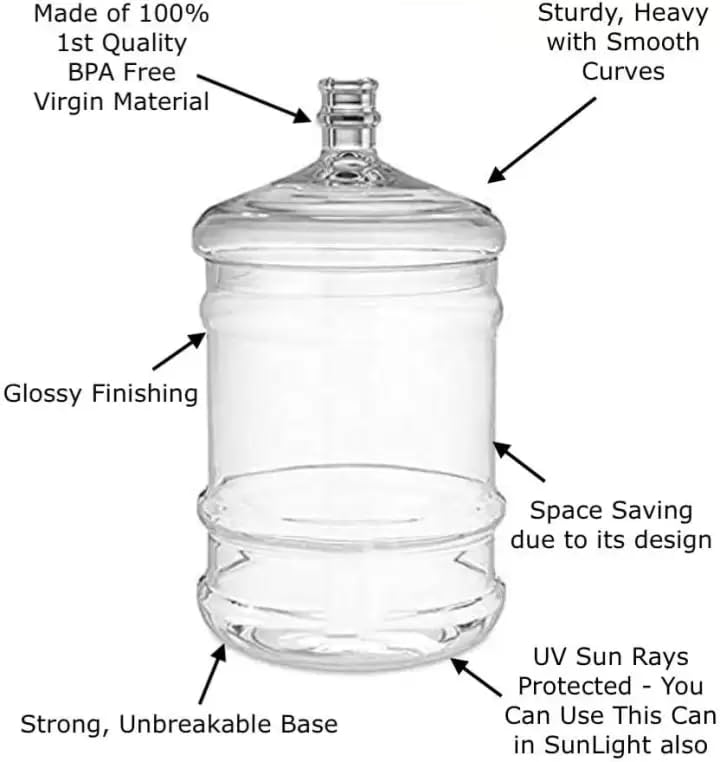 swacch زجاجة موزع مياه 20 لتر | للاستخدام في المنزل والمطبخ والمكتب والمتجر | علبة بلاستيكية قابلة لإعادة التعبئة | مادة ثقيلة | علبة مياه | خالية من BPA، بيضاء - Image 2