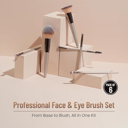Prosopyare Makeup Brushes Sloane 6PCs Professional Make Up Brush Set Foundation Powder Blush Blending Face & Eyes Cosmetic Brushes Kit - Image 2