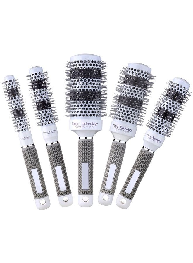 Perfehair Round Thermal Ceramic Brush Set for Blow Drying Curling, Large Heated Nano Ionic Round Barrel Hair Brush-5 Different Sizes - Image 1