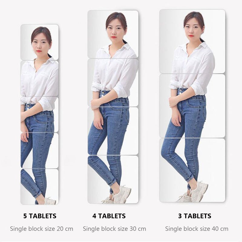 1PC Acrylic Mirror Sheets Wall Stickers Decals Frameless Mirror Full Body Mirror Set Length Gym Mirror Peel and Stick Mirrors for Wall Bathroom Bedroom Square40*40CM - Image 5