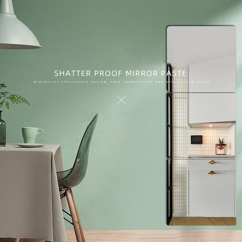 1PC Acrylic Mirror Sheets Wall Stickers Decals Frameless Mirror Full Body Mirror Set Length Gym Mirror Peel and Stick Mirrors for Wall Bathroom Bedroom Square40*40CM - Image 3