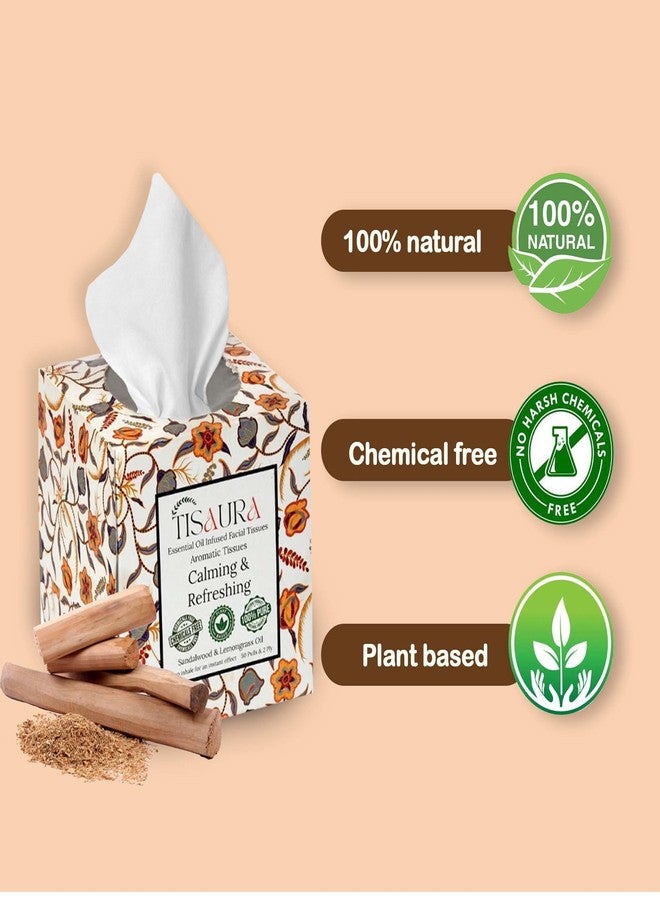 TISAURA Calming & Refreshing Scented Facial Tissues 50 Pulls (Pack of 6), 300 Pulls 2 ply, Infused with Pure Plant Based Essential Oil,Aromatherapy For Daily Stress | - Image 4