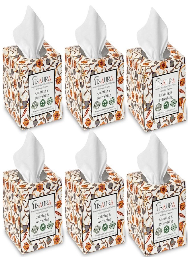 TISAURA Calming & Refreshing Scented Facial Tissues 50 Pulls (Pack of 6), 300 Pulls 2 ply, Infused with Pure Plant Based Essential Oil,Aromatherapy For Daily Stress | - Image 1