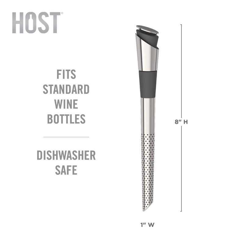 Host Host Filter Wine Pour Spout with Silicone Seal and Stopper, Stainless Steel Filter Pourer for Red or White Wine, Set of 1  - Image 3