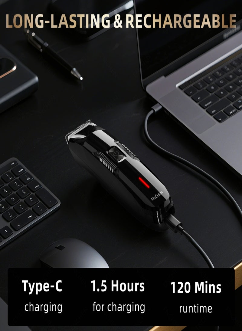 ENCHEN طقم ماكينة حلاقة الجسم والأعضاء التناسلية Spark 3 للرجال، قاعدة قابلة للشحن، مقاومة للماء، ضوء LED، شفرات سيراميك، شحن Type-C، 4 مشط قابل للتعديل (3mm–12mm)، أداة حلاقة كاملة للجسم - أسود - Image 5