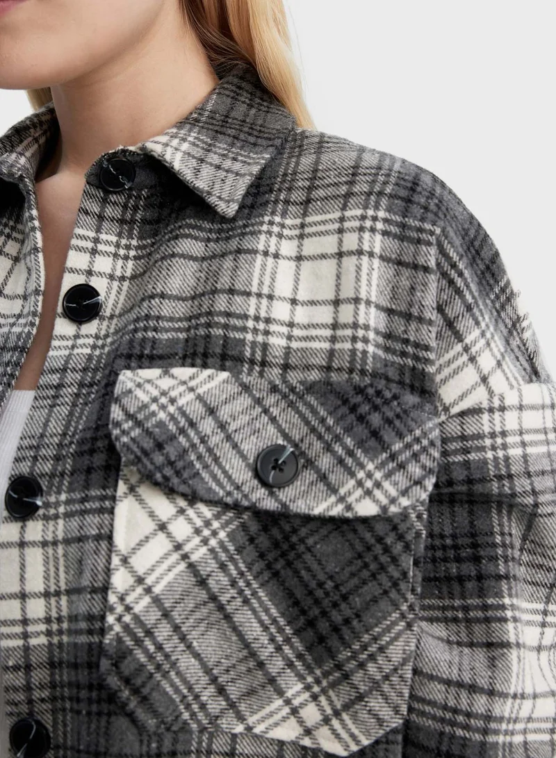 DeFacto Pocket Detail Checked Shirt