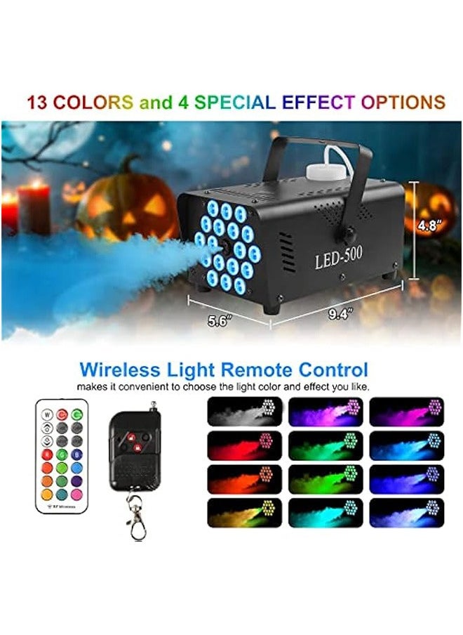 LEXIN Fog Machine with Light 18 LED  Machine Outdoor for Parties Wedding, 13 Colors  Machine Fog Indoor with 2 Wireless Remote Controls, 500W 2000CFM Outdoor Fog Machine, Suitable for Parties, Wedding, and DJ Stage, Indoor  - Image 2