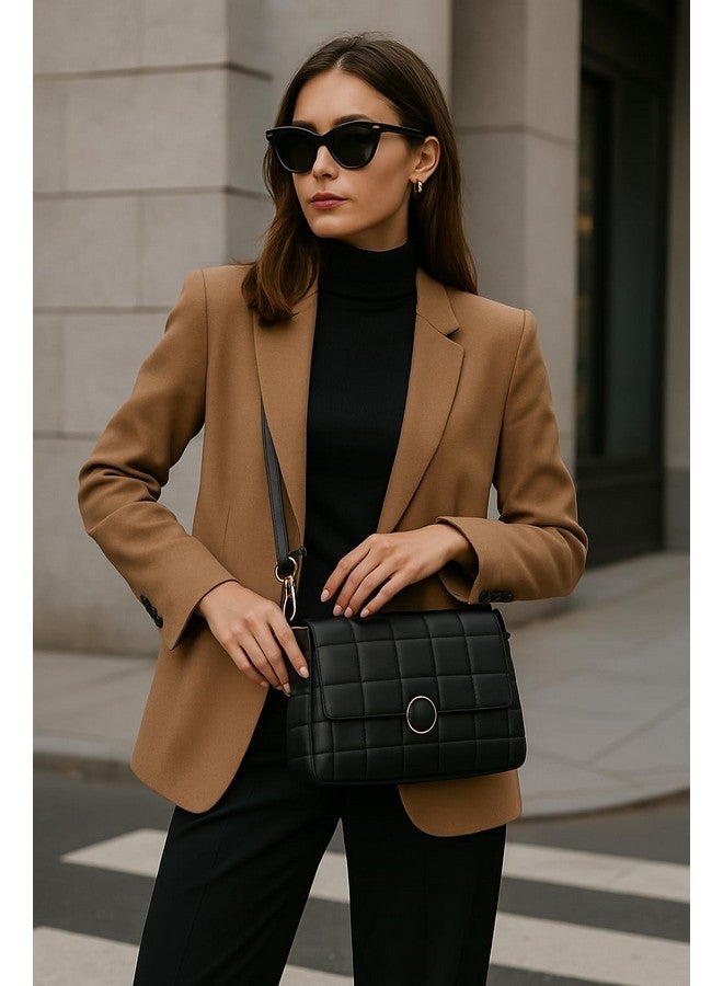 Catchy || Black Quilted Crossbody Bag - Elegant & Trendy Shoulder Purse for Women - Image 2