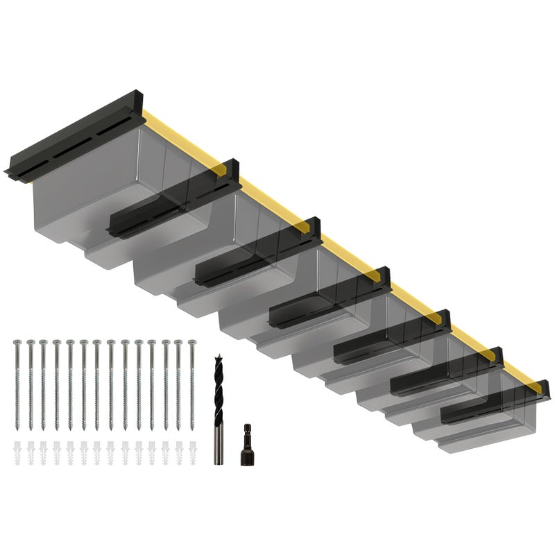 Eastrexon 6-bin Overhead Garage Storage Rack, Ceiling Storage Racks Heavy Duty, Powder Coated Tote Storage Rack for Garages, Sheds, Storerooms (7 PCS, for 6 Bins) - Image 1