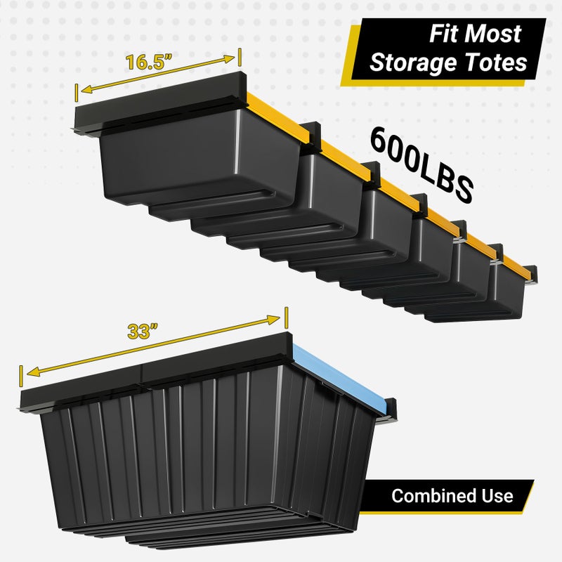 Eastrexon 6-bin Overhead Garage Storage Rack, Ceiling Storage Racks Heavy Duty, Powder Coated Tote Storage Rack for Garages, Sheds, Storerooms (7 PCS, for 6 Bins) - Image 4