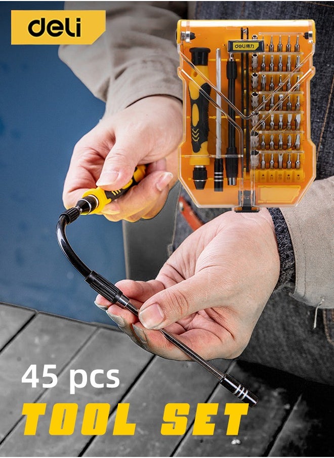 Deli 45-Piece Precision Screwdriver Set Non-slip Handle Portable Repair Tool for Phone Watch Camera Laptop  - Image 1