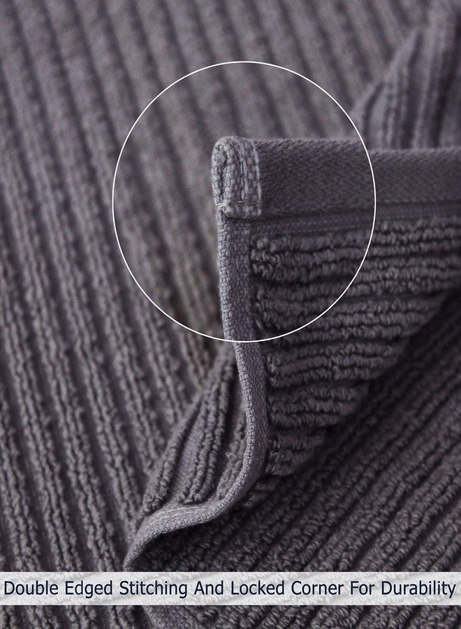 COTTON CRAFT Monogrammed 3 Piece Towel Set - 100% Cotton - Plush 600 GSM Sculpted Ribbed Super Zero Twist Bathroom Set - 1 Each of Bath, Hand, and Wash Towels - Soft Absorbent Luxury - Grey D - Image 5