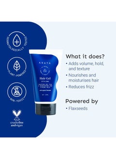 ARATA All-Natural Hair Gel For Studio Styling, Shaping & Nourishment | Wet Strong-Hold Look For Men and Women | Ayurvedic Extracts Of Organic Flaxseed & Olive Oil - 5 Fl Oz  - Image 2