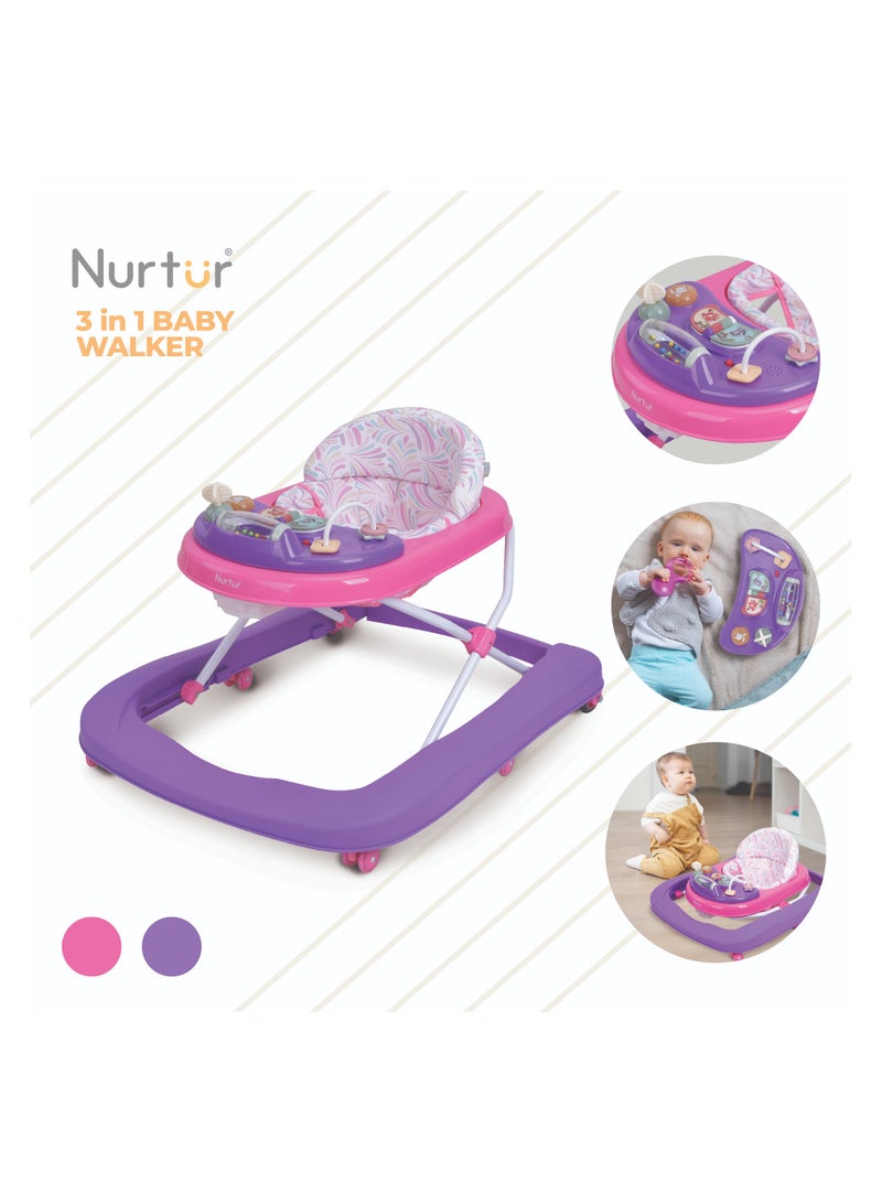 Nurtur 3 In 1 Baby Multi Walker-rocking Function- Music - 3 Height Adjustment, easy fold - Multi - Image 1