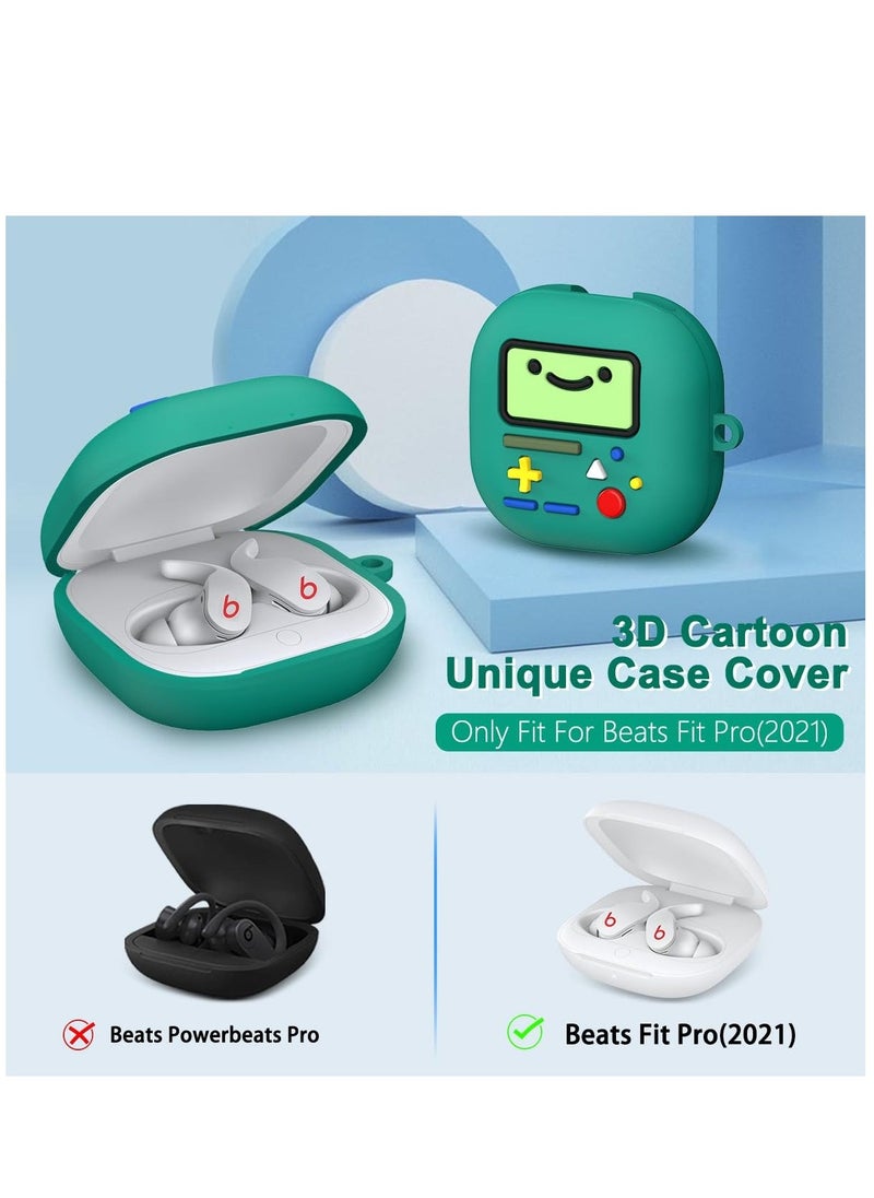 Excefore Cute Case for Beats Fit Pro, Shock-Absorbing Protective Beats Fit Pro Case Cover Silicone Shell Compatible for Beats Fit Pro Charging Case with Carabiner, Green  - Image 2