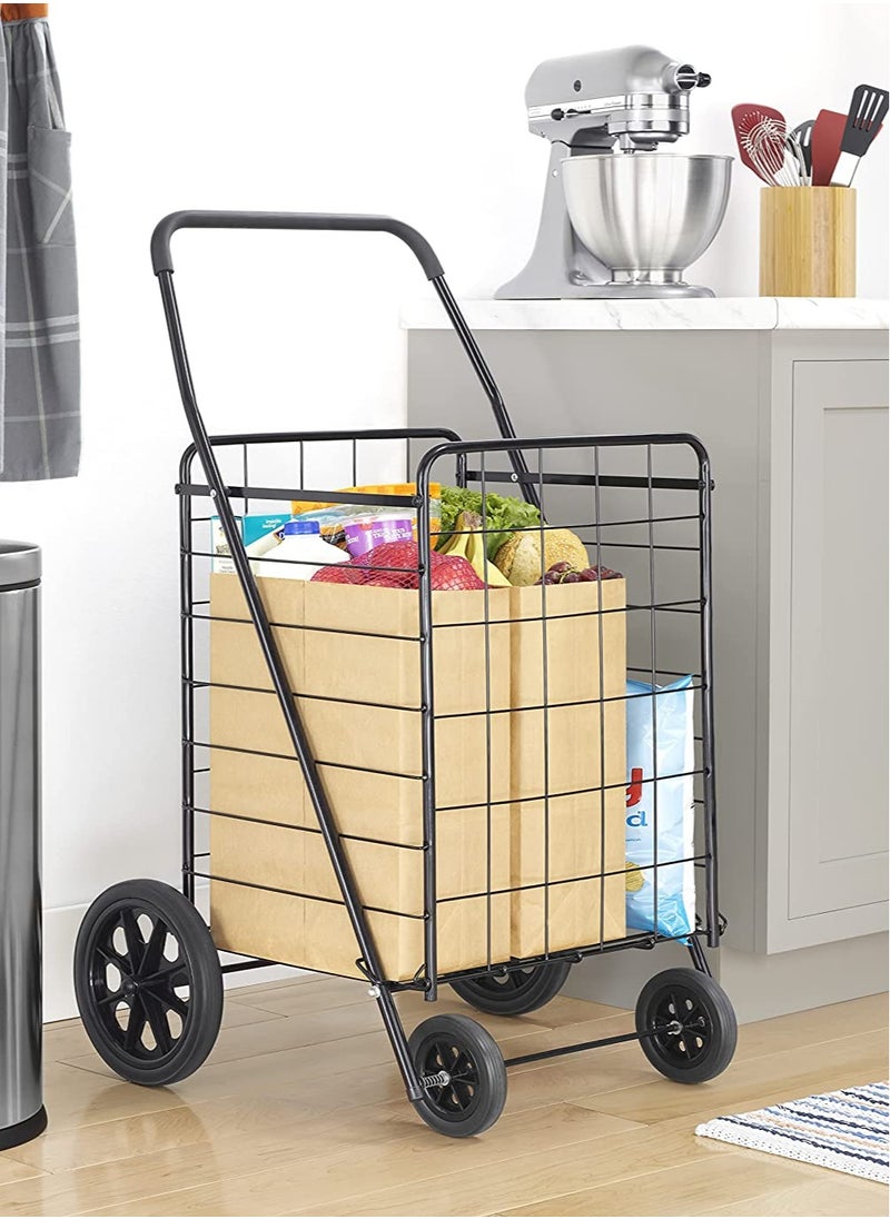 Yameem Foldable Shopping Cart (Black) | Portable Grocery Trolley with Wheels | Stair Climbing Utility Cart | Collapsible for Market, Travel, Picnic  - Image 2