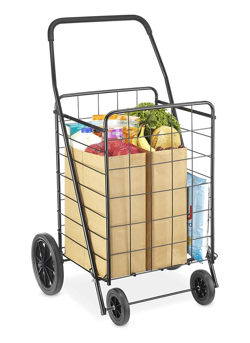 Yameem Foldable Shopping Cart (Black) | Portable Grocery Trolley with Wheels | Stair Climbing Utility Cart | Collapsible for Market, Travel, Picnic  - Image 3
