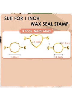 Generic Set of 3 Metal Wax Seal Molds with Flower and Heart Designs for 1 Inch Stamps Perfect for DIY Crafting  - Image 5