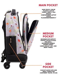 Wires 3 Piece Kids School Trolley Bag laptop compartment 4 Wheels With Lunch bag & Pencil Case  - Image 2