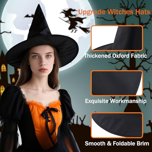 Tepoobea Halloween Decorations Black Witch Hats, 8 Pack Hanging Witches Hats & 32Pcs 3D Bats Halloween Decorations Outdoor Indoor - Image 4
