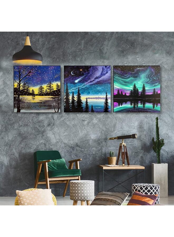 Generic 9Pcs Diamond Painting DIY 5D Diamond Painting Kits for Adults & Kids, Full Landscape Round Diamond Full Diy Starry Moon Cross Stitch Embroidery Decoration Painting  - Image 3