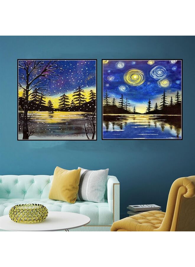 Generic 9Pcs Diamond Painting DIY 5D Diamond Painting Kits for Adults & Kids, Full Landscape Round Diamond Full Diy Starry Moon Cross Stitch Embroidery Decoration Painting  - Image 5