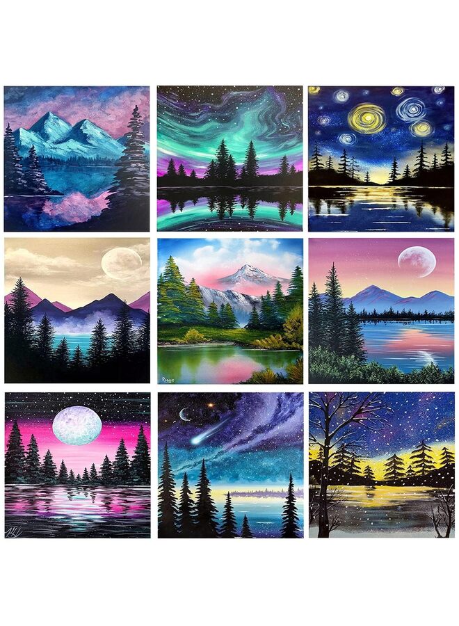 Generic 9Pcs Diamond Painting DIY 5D Diamond Painting Kits for Adults & Kids, Full Landscape Round Diamond Full Diy Starry Moon Cross Stitch Embroidery Decoration Painting  - Image 1