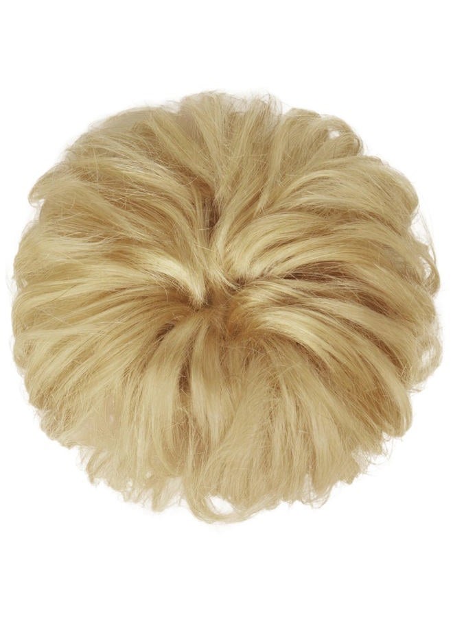 FESHFEN Human Messy Buns - 100% Human Hair Bun Real Scrunchies Hair Pieces Ponytail Extensions Wavy Tousled Updo Chignon Hairpieces for Women, Light Blonde - Image 2