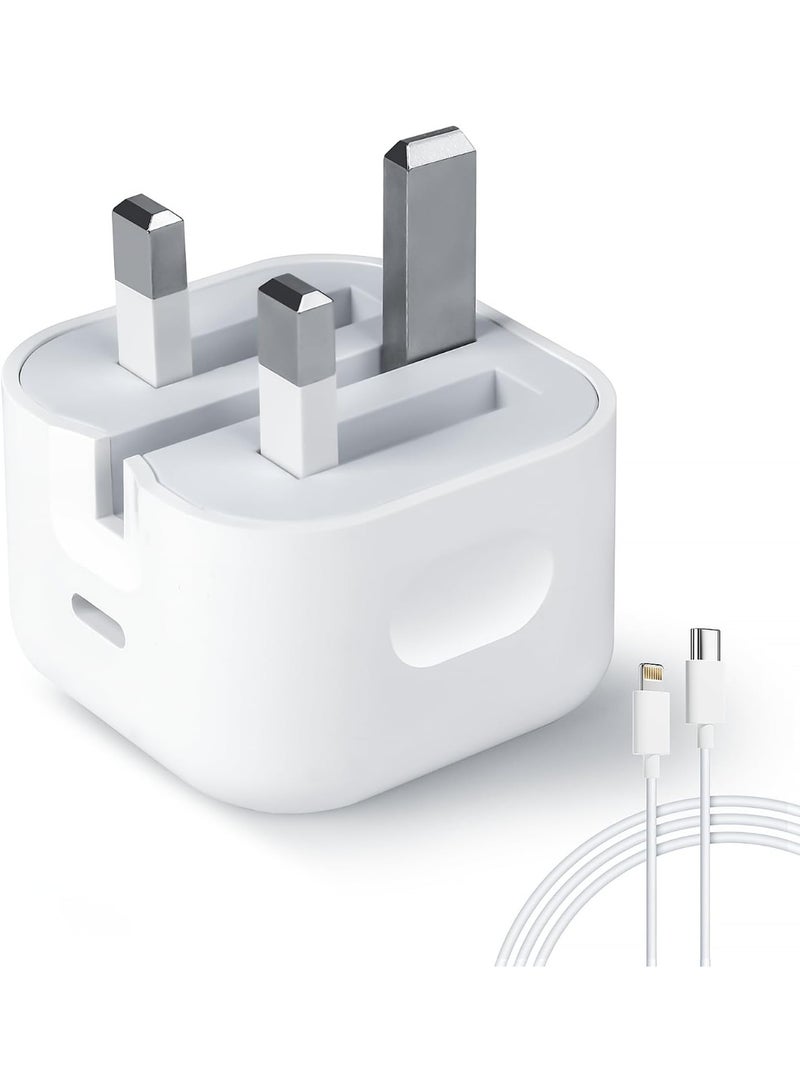 Baytion Fast Charger Plug 20W USB C Fast Charger with 2M Cable for iPhone 14 13 12 Pro MaxMiniPlusPad ProUSBC PD Wall Charging Plug UK Type C Power - Image 1