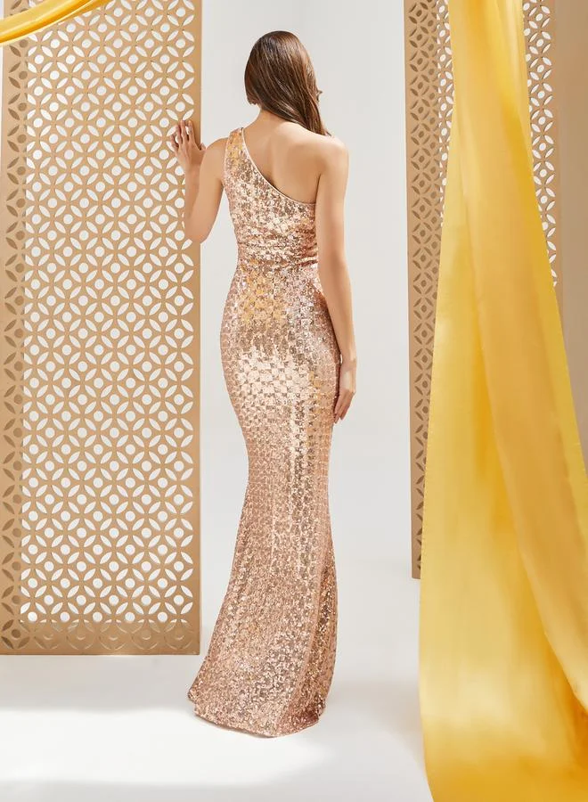 Styli Sequin One-Shoulder Dress