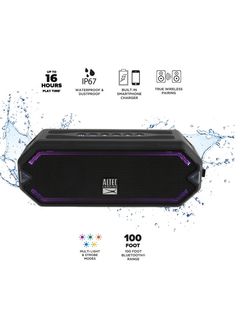 Altec Lansing - HydraJolt  Waterproof Portable Speakers with Built in Phone Charger and Lights, Everything Proof Outdoor, Shockproof, Snowproof, 16 Hours Playtime - Image 1