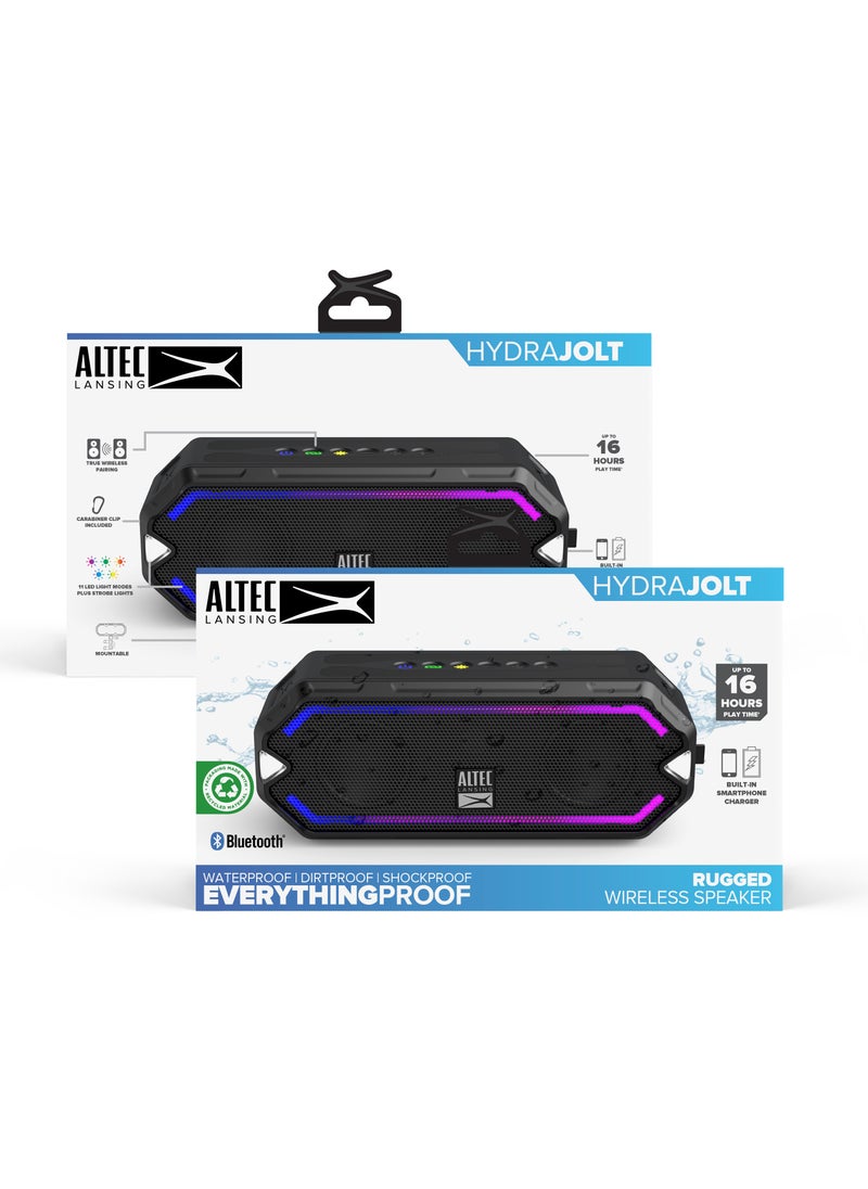 Altec Lansing - HydraJolt  Waterproof Portable Speakers with Built in Phone Charger and Lights, Everything Proof Outdoor, Shockproof, Snowproof, 16 Hours Playtime - Image 1