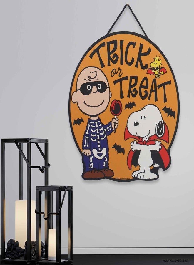 Open Road Brands Peanuts Charlie Brown and Snoopy Trick or Treat Hanging Wood Wall Decor - Fun Snoopy Halloween Sign for Home Decorating - Image 5