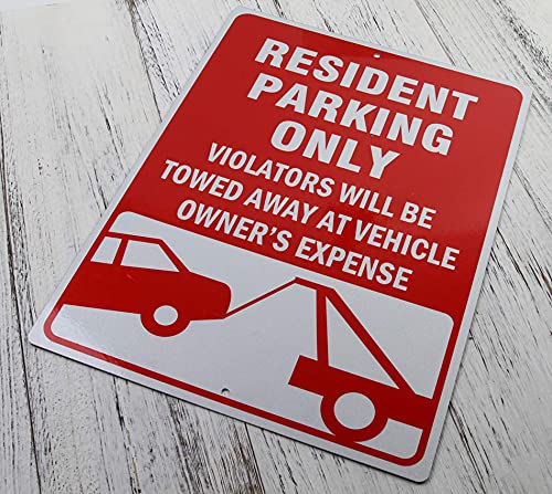 ICObuty Resident Parking Only Reflective Signs 14 X 10 inch Rust Free 40 Mil Aluminum Sign (Red) - Image 2