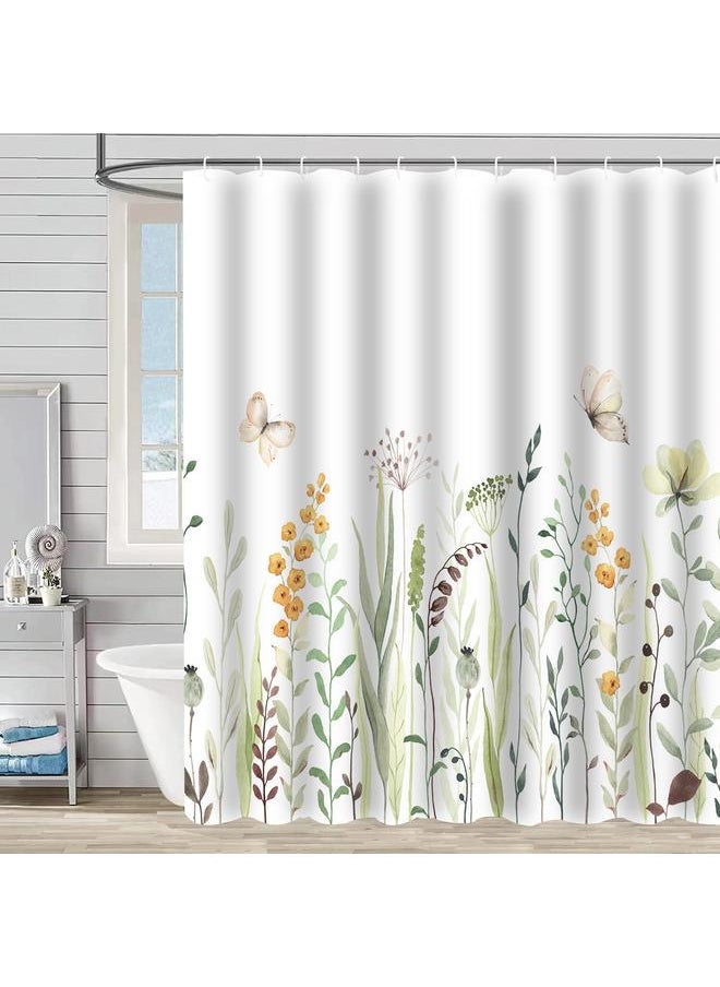Bluejw Polyester Shower Curtain  Explosions Flowers And Plants Watercolor Bathroom Four-piece Dry And Wet Separation Isolation Waterproof Bath  - Image 1