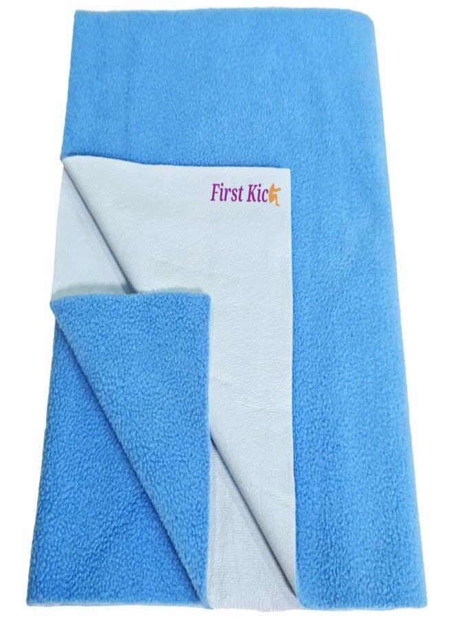 First Kick Instadry Anti-Piling Fleece Extra Absorbent Quick Dry Sheet for Baby, Baby Bed Protector, Waterproof Baby Sheet, Medium Size 100x70cm, Pack of 1, Ferozi Blue - Image 1