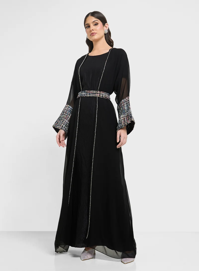 Khizana Embellished Dress With Abaya